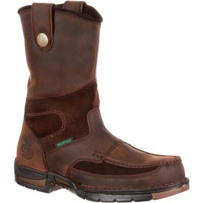 Georgia Boots Brown Athens Mens Waterproof Wellington Work Boot G4403 **ONLINE ONLY