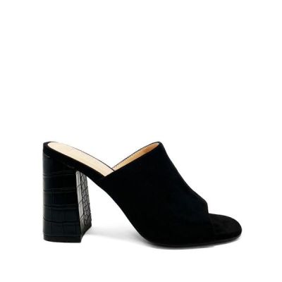 ShuShop Black Suede Gaia Womens Heeled Sandals 00590-013