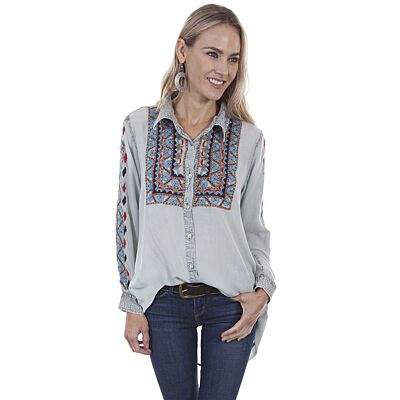 Scully Long Sleeve Embroidered Womens Blouse HC331  **ONLINE ONLY