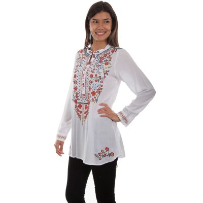 Scully Honey Creek embroidered white tunic  HC510  ***Online Only