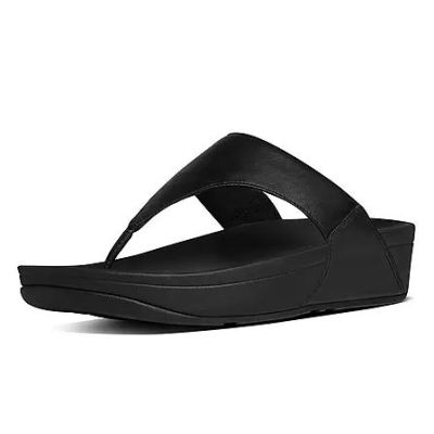 FitFlop Black Leather Toe-Post Womens Sandals I88-001