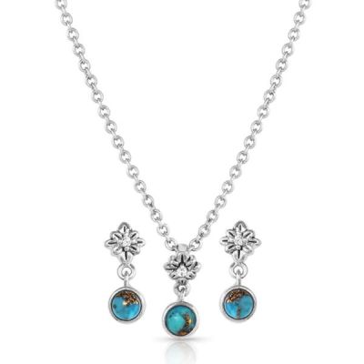 Montana Silversmiths Head Over Heels Turquoise/Silver Women's Necklace and Earrings Set JS5464