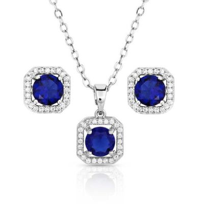 Montana Silversmiths Forever Montana Blue Women's Necklace and Earrings Jewelry Set JS5640