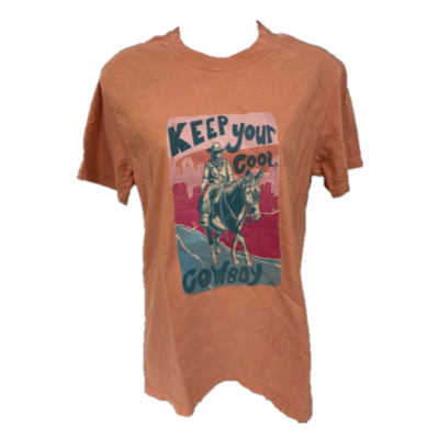 The Coyote Cowgirl Orange Keep Your Cool Cowboy Women's Tee Shirt KYCCB-ORG