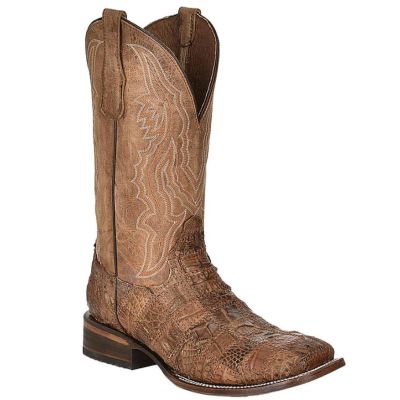 Circle G by Corral Tan 12 inch Men's Caiman Patchwork Vamp Men's Square Toe Boots L5949