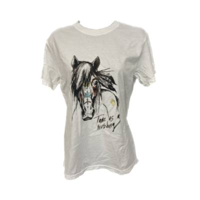 The Coyote Cowgirl White Tame as a Mustang Women's Tee Shirt MT-WHITE