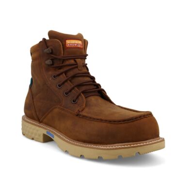 Twisted X Brown Waterfroof Nano Composite Safety Toe CellStrech Men's 6 inch Workboots MXNCW04