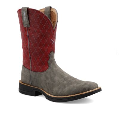 Twisted X Grey/Red Tech X 11 inch Wide Square Toe Men's Western Boots MXW0005