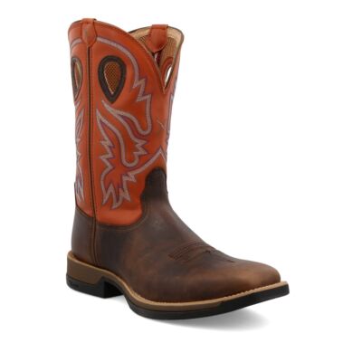 Twisted X Brown/Orange Tech X 12 inch Wide Square Toe Men's Western Boots MXW0006