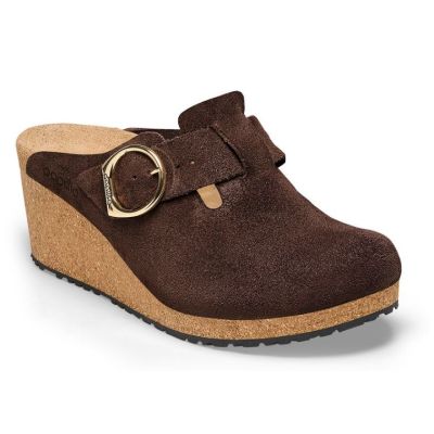 Birkenstock Roast Fanny Ring-Buckle Womens Papillio Suede Leather Platfrom Clogs N1025331