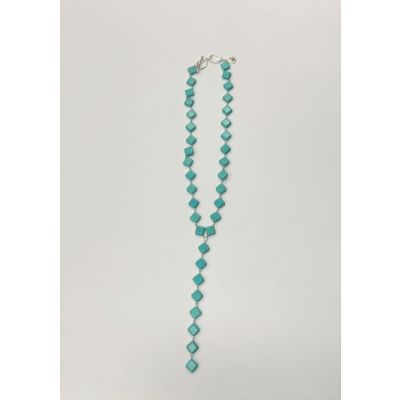 West & Co. Turquoise diamond shaped Lariat V Necklace with 6.5 inch Hanging Strand N1186