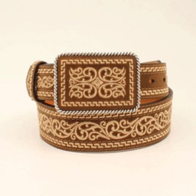 Nocona Brown Embroidered Belt N210001802