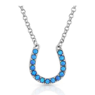 Montana Silversmiths Water's Luck Horseshoe Opal Necklace NC5256