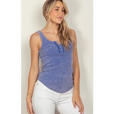 Very J Blue Y2K Washed Casual Fitted Tank Top NT11500