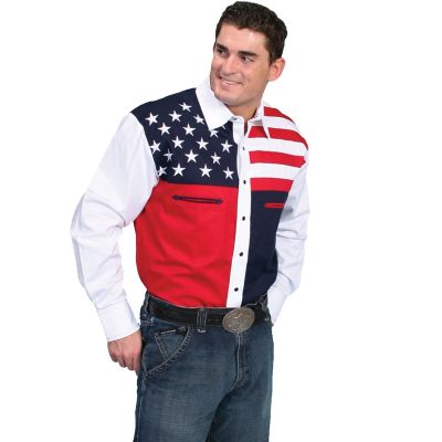 Scully Patriotic Color Block Snap Shirt  P756 BLU    ****Online only