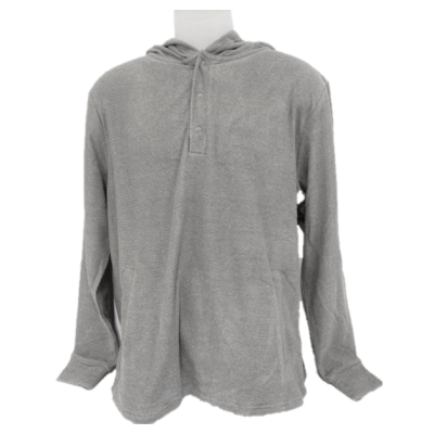 Stillwater Supply Cement Grey Men's Hooded Henley Long Sleeve Shirt P1011-163-919