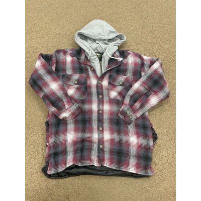 Stillwater Supply Red Plaid Men's Hooded Quilted Jacket P1173-120-558