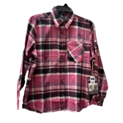 Outrageous Pink Plaid Women's Collared Longsleeve Flannel Shirt RLP5990-23-330L