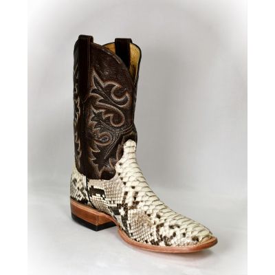 Cowtown Python Snake Skin Wide Square Toe Men's Western Boots Q818
