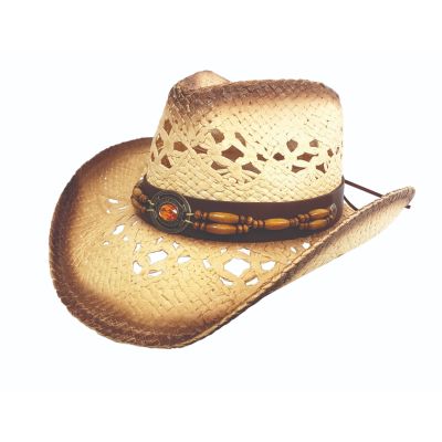 Hat Vision Tea Stained Western Hat with Stone Band R20