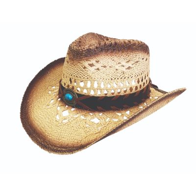Hat Vision Tea Stained Western Hat with Stone Belt R25
