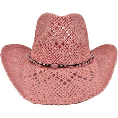 Hatra Pink Western Hat with Toyo Beads R52 PINK