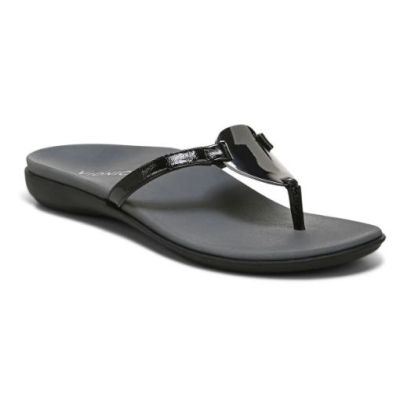 Vionic Black Raysa Toe Post Womens Comfort Sandals