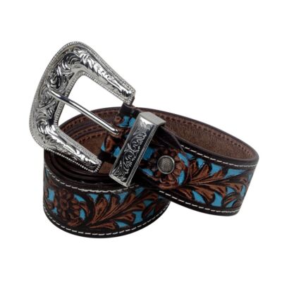 Myra Bag Turquoise Hand-Tooled Leather Belt S-2927