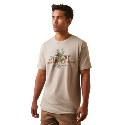 Ariat Khaki Heather Hybrid Seed Men's Short Sleeve T-Shirt 10044761