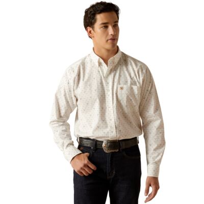 Ariat White Edmond Classic Fit Men's Long Sleeve Shirt 10051262