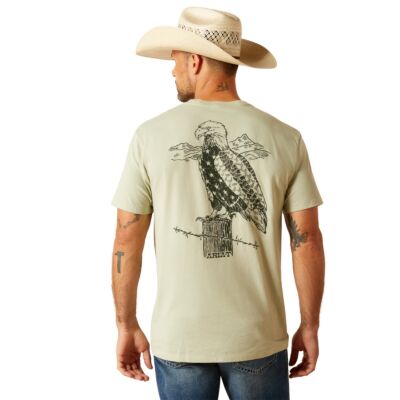 Ariat Desert Sage Heather Eagle Flag Men's Short Sleeve T-Shirt 10051748