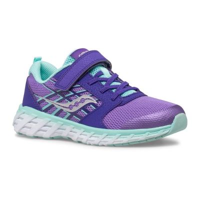 Saucony Purple/Turquoise Wind 2.0 A/C Big Kids Size Sneakers SK165492