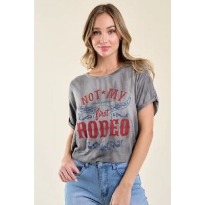 Saints and Hearts Charcoal Not My First Rodeo Women's Graphic Tee ST3638K