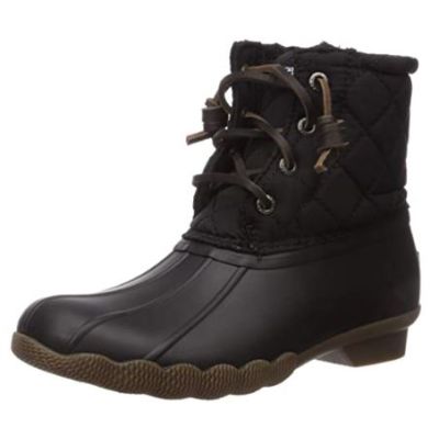 Sperry Black Matte Children Salwater Water Resistant Boots STK161233