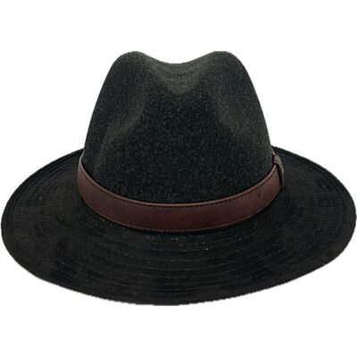 Stetson Charcoal Wales Faux Suede Safari Hat with Faux Leather Band STW416