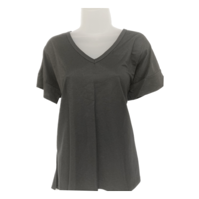 Tres Bien Black Short Sleeve Women's Tee Shirt with Side Splits T-38408-BLK