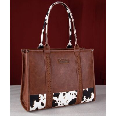 Montana West Wrangler Cow Print Concealed Carry Wide Tote Bag WG102G-8119