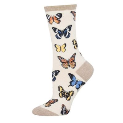Socksmith Heather Ivory Majestic Butterflies Womens Socks WNC1884-HIV