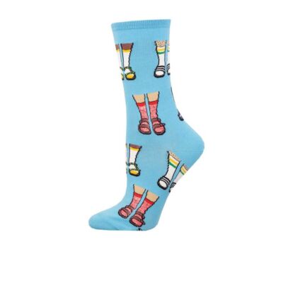 Socksmith Blue Socks and Sandals Women's Crew Socks WNC3248-BLU