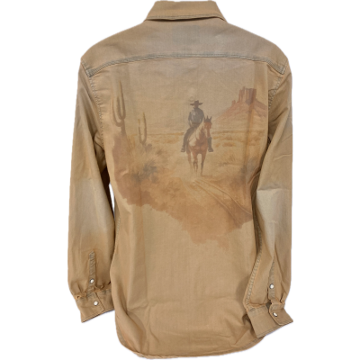 Canyon of Heroes Wheat Wash Wild West Men's Collard Neck Longsleeve Snap Shirt WS23008-W