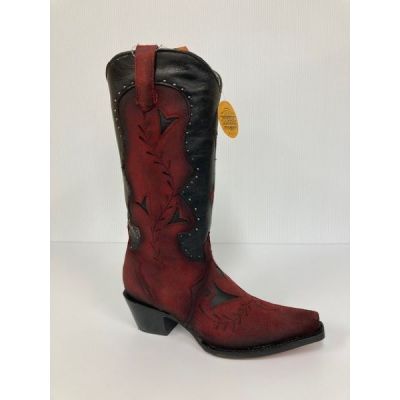 Corral Black/Red Overlay Snip Toe Women's Western Boots Z5092